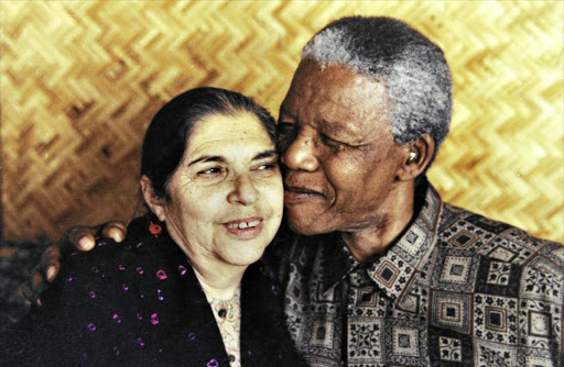 Fatima Meer and Nelson Mandela at her home in 1995, image credit Richard Shorey, found in an article called "Fatima Meer's tale of love in a time of treason" published in the Sunday Times (of South Africa) on February 26, 2017 right before her autobiography was released.