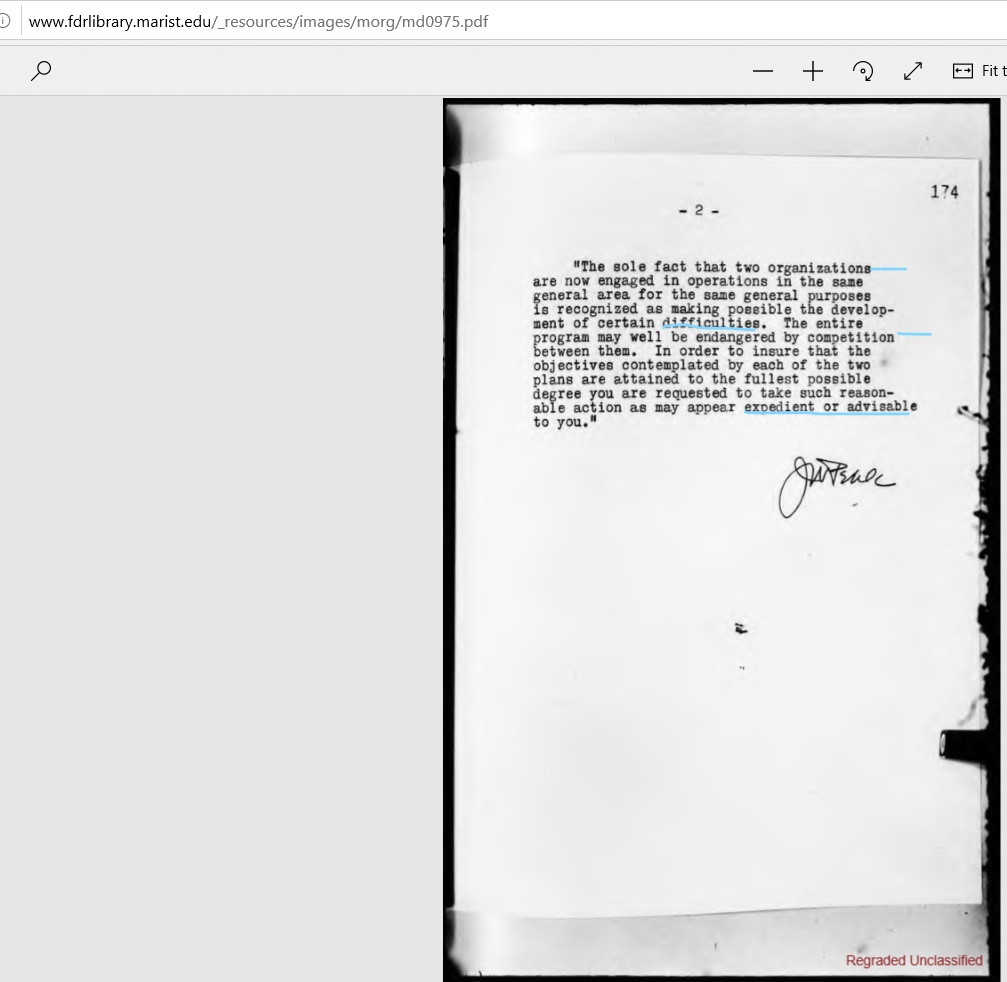 MD 691, p. 174, Jan. 6, 1944: Riegelman assumes competition between Jewish organizations.