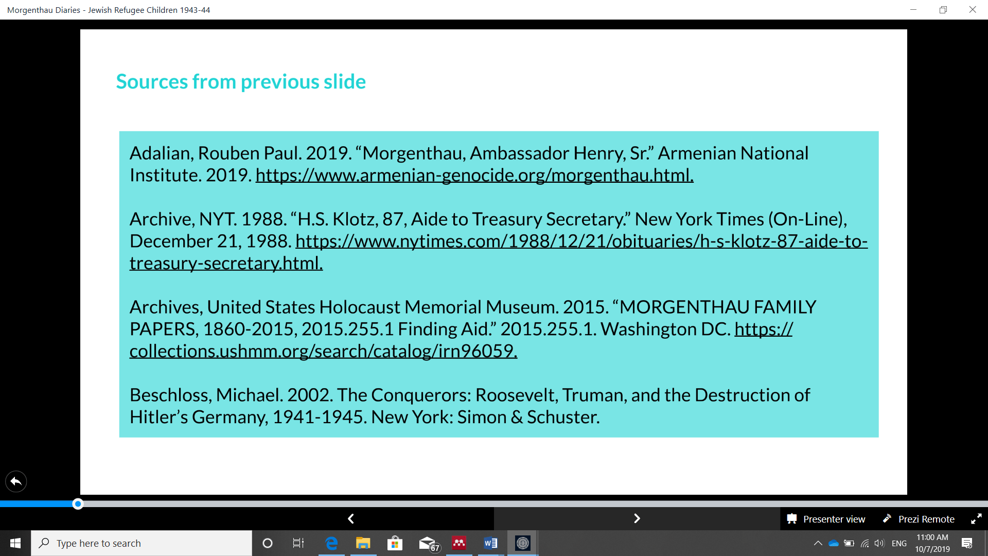 Slide 4 EHRI presentation: citation of sources