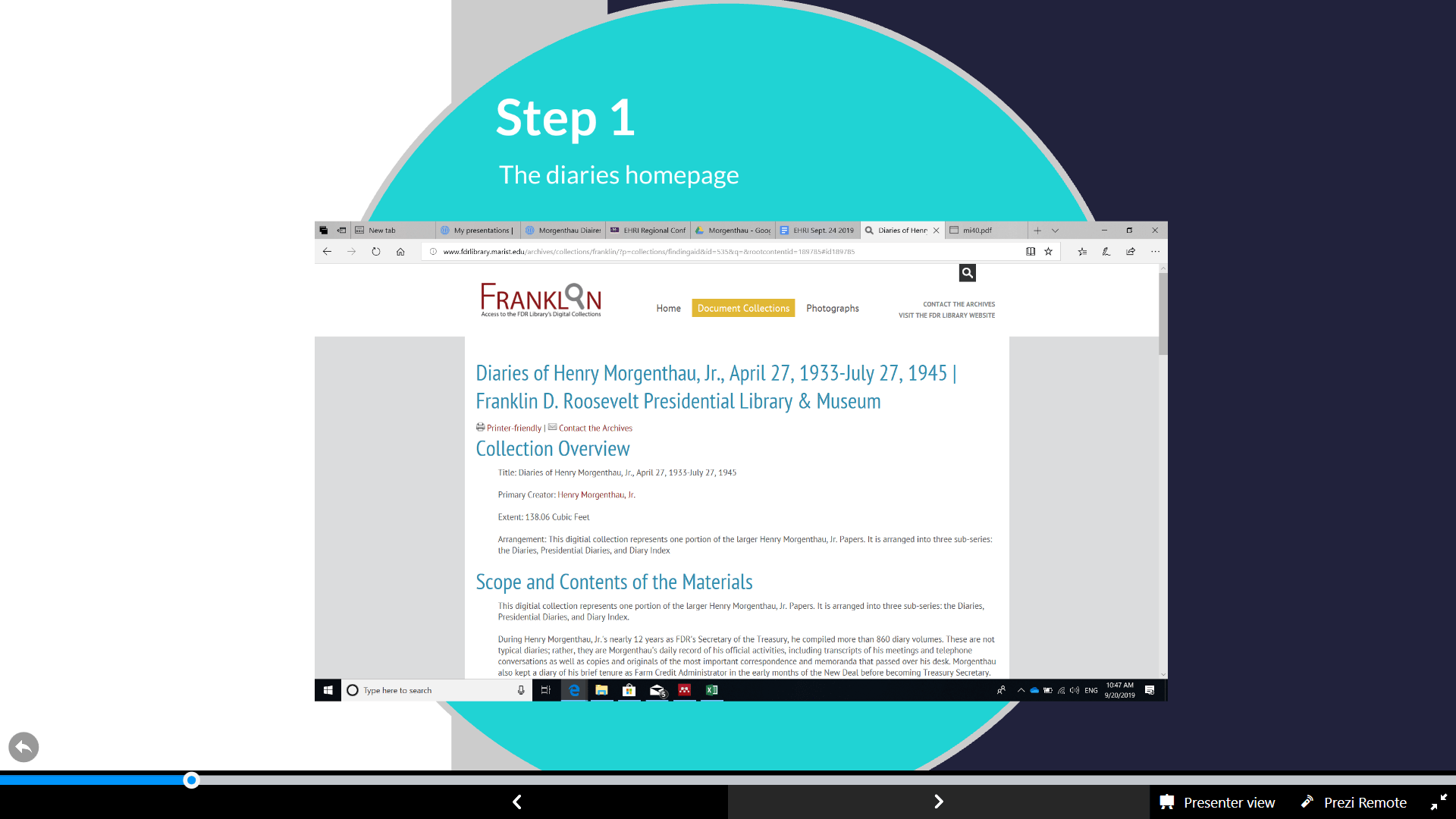 Slide 6, EHRI, How to find the MD using Franklin